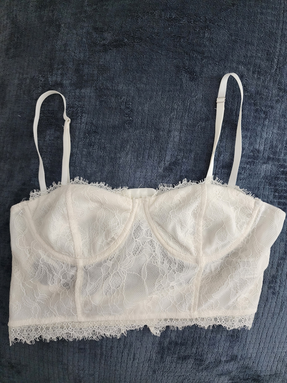 Forever 21 Cream Lace Longline Bralette with Adjustable Straps